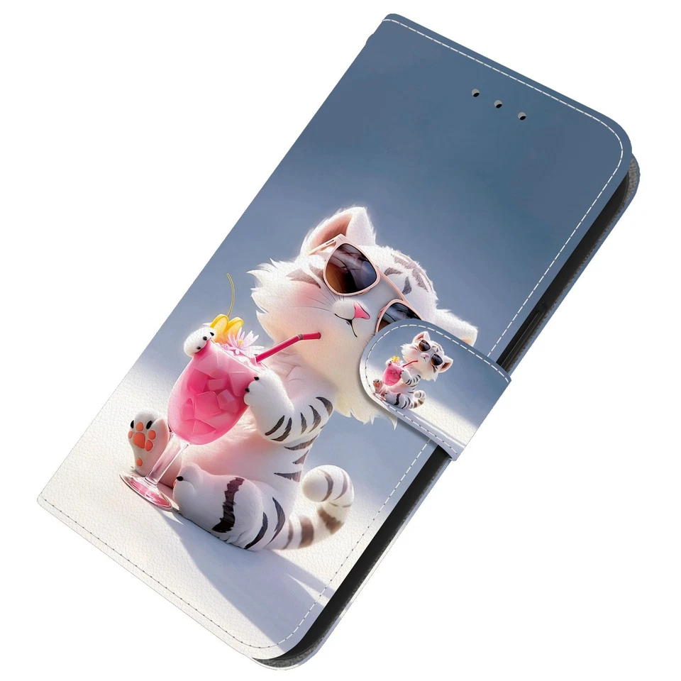 Flip Cute Cartoon Tiger Leather Card Wallet Stand Case For Various Phone Covers - Image 4 of 4