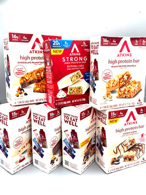 48 MEGA FLAVOR ASSORTMENT!** ATKINS HIGH PROTEIN MEAL BARS peanut butter cookie