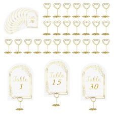 JOYIT Wedding Table Numbers 1-30 with 30 Heart Holders, White Gold Cards  Pl...