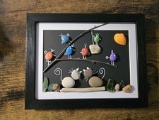 Sea Glass Pebble Art Cats Birdwatching Personally Made Piece