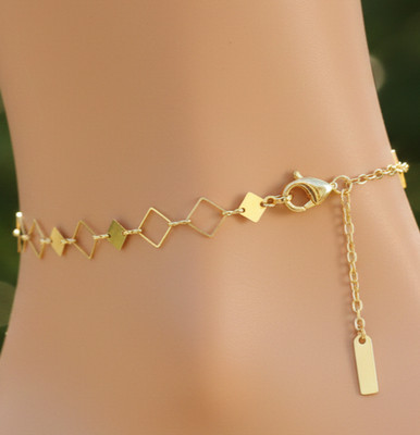 Geometric Charm Anklet Minimalist Gold Plated Designer Chain Anklet For Women