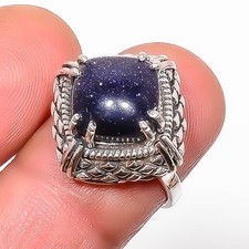 Blue Sunstone 925 Sterling Silver Handmade Ring s.7 R7648-9