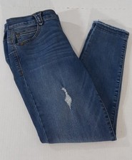 Democracy Ab Solution Distressed Raw Hem Ankle Skinny Jeans Women 4 Medium Wash