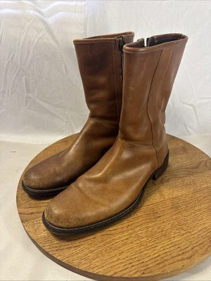 Botas Cole Haan Para Hombre Talla 10 M Cuero Marrón Media Pantorrilla Cremallera Motociclista Forrado Agarre Suela - Imagen 1 de 4