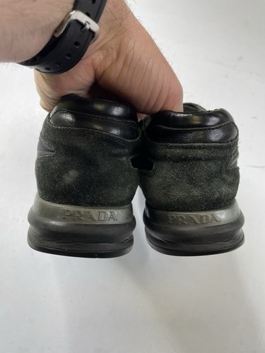 Vintage Y2K Prada Black suede Leather Casual Sneakers 4E 2006 Size 6.5 - Picture 3 of 15