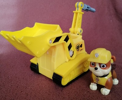 PAW PATROL Mighty Pup Basis-Fahrzeug DIGGING BULLDOZER mit Figur RUBBLE, 6056857