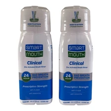2 Smart Mouth Clinical Mouthwash 16 fl oz ea Zinc Activated Clean Mint New