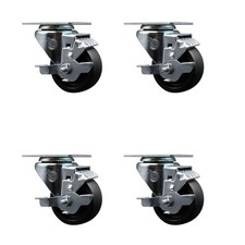 3 Inch Polyolefin Wheel Swivel Top Plate Caster Set with Brake Service Caster