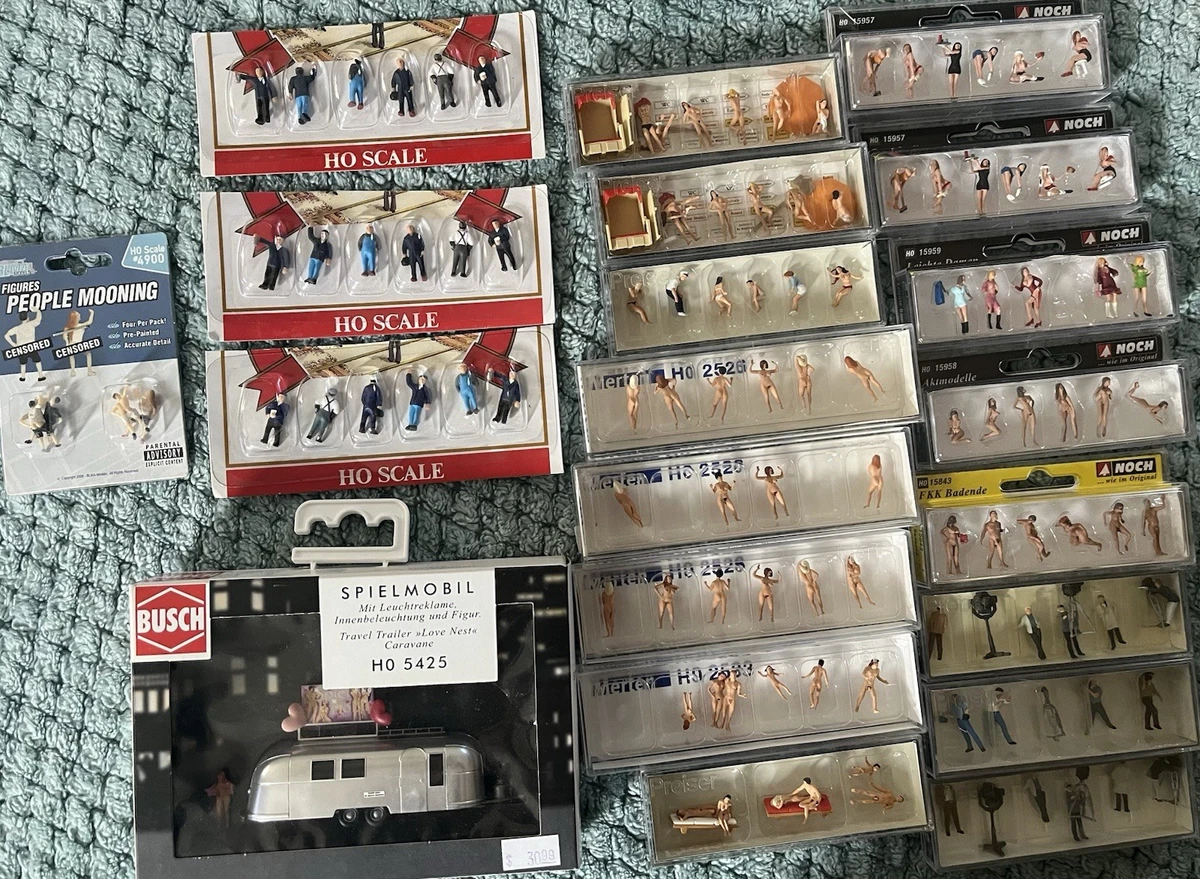 Lot De 76 Figurines Preiser/Jouef Pour Décor Train électrique, HO, Personnages Divers