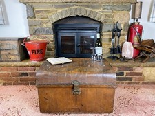 Old Antique Steamer Trunk, Vintage Storage Trunk, Blanket Box, Coffee Table.