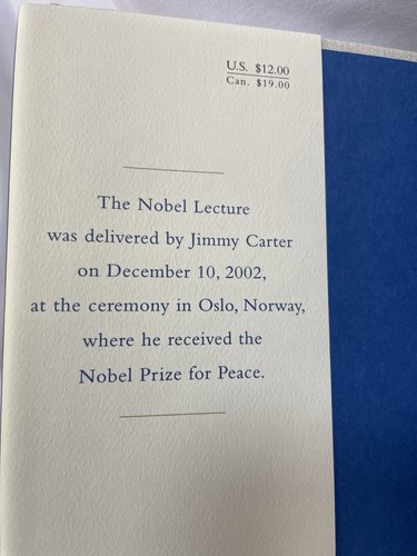 Jimmy Carter Signed In Person The Nobel Peace Prize Lecture HC Book - President - Picture 4 of 7