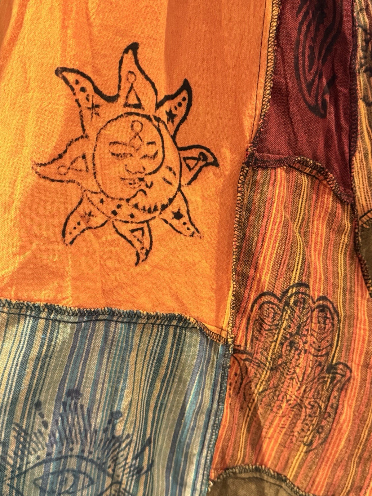 Karma Nepal Craft Patchwork Celestial Colorful Wi… - image 4