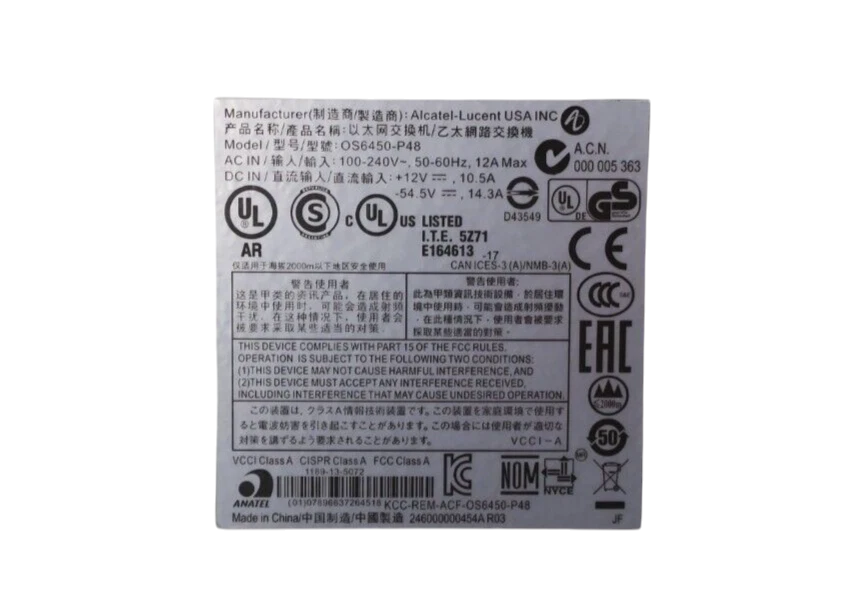 Alcatel-Lucent OmniSwitch OS6450-P48 48x 1GbE PoE + 2x 10Gb SFP+