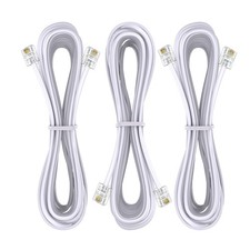 3 Pack 6.6FT Telephone Extension Cord RJ11 6P4C Plugs White Cable Line