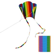 Colorful Rainbow Pocket Kite for Children - Easy Flyer Kite with Long Tail an...