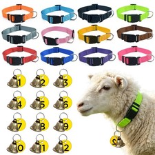 12 Pcs Adjustable Goat Collars with Bells  Tags - Nylon Grazing Collars for Far