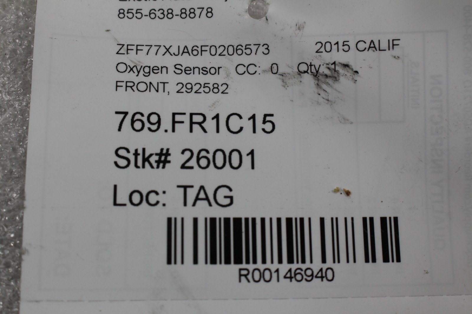 Ferrari California T, 488, Front Oxygen Sensor, Used, P/N 292582