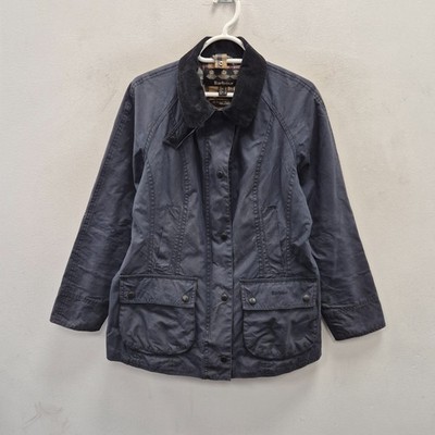 Barbour Classic Beadnell Wax Waterproof Country Rain Coat Jacket Navy Uk 12 #2