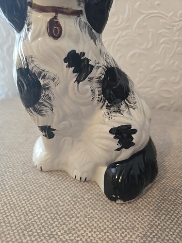 Estatuilla de perro Staffordshire Spaniel de colección adorno cerámica blanco negro - Imagen 4 de 11