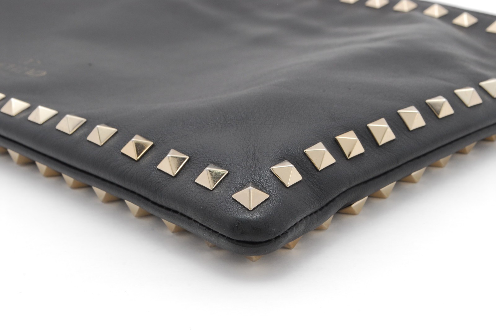 VALENTINO GARAVANI Clutch Bag Rock Stud Leather Purse Black thumbnail 10