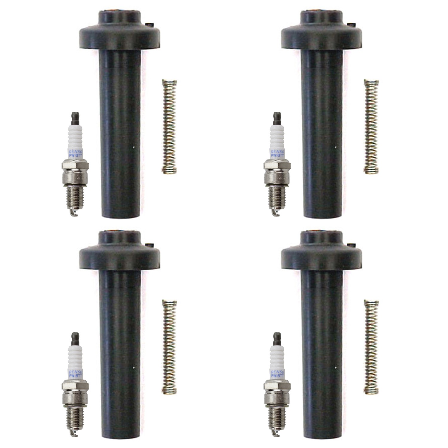 Denso 4 Platinum TT Spark Plugs 4 Coil Boots Kit for Toyota Van 1998 L4 2.2L FI