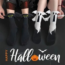 1 Pair Halloween Spooky Magnetic Hand-holding Hands Socks Mid-calf Cotton Socks