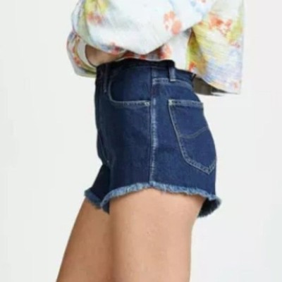 Lee High-Rise Cut Off Shorts Blue Medium Wash Daisy Dukes Vaction Tumblr Size 33