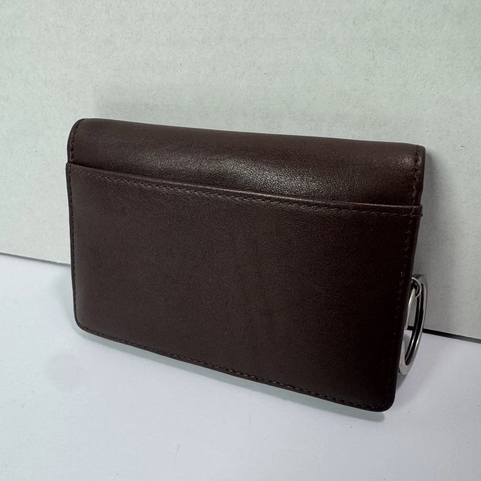 Cartera a presión COACH de cuero marrón caoba con llavero plateado unisex Foto 2 de 4