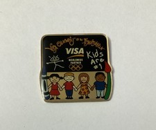 Vtg Visa Kids Are #1 Olympics Of The Imagination Olympic Lapel Pin Hat Pinback