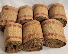 Upholstery/Craft Jute Webbing Burlap 3.5 Inches X 7 Yards-Natural W/Red Stripes
