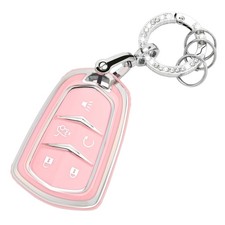 for Cadillac Key Fob Cover - Soft TPU Key Case Protection with Bling Keychain...