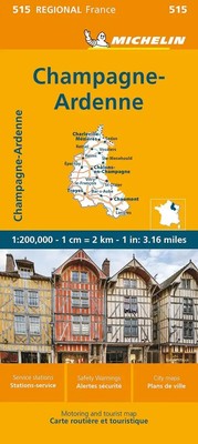 Michelin Champagne Ardennen Straßen- und Tourismuskarte 1:200.000 (Land-)Karte
