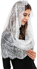 Spanish Infinity Veils for Church Lace Chapel Veils Catholic Church Veil White
