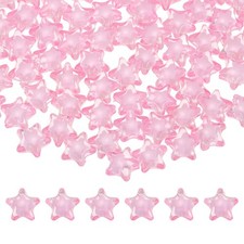 200 Pcs Pink 11mm Acrylic Crystal Star Beads Star Charm Spacer Beads for DIY