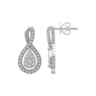 Sterlingsilber 0,5 kt im Labor gezüchteter Diamant zusammengesetzter Ohrhänger & Ohrhänger