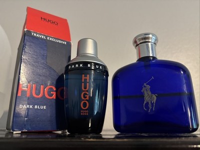 Ralph Lauren Polo Blue EDT & Hugo Boss Dark Blue Travel 2.5 4.2 Oz Vintage Eau