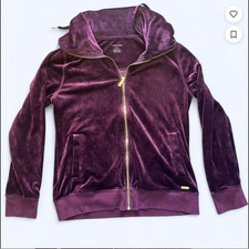 Calvin Klein Full Zip Purple Velvet Jacket Hoodie Sz. S Gold Hardware