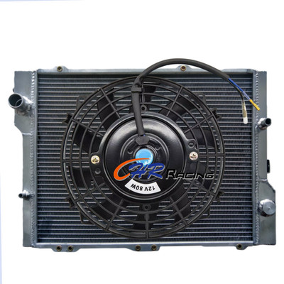 3 Row Aluminum Radiator+Fan for 1988-1992 Audi 80 B4/90 B3/Coupe Quattro 2.3L MT