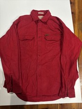 Vtg Woolrich Chamois Button Down Shirt Men  s XL Red Made In Mexico Heavy Cotton