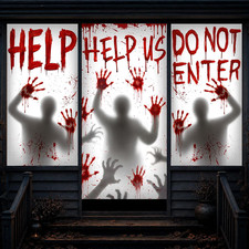 Halloween Decorations Door Cover Halloween Window Decorations 6Pcs Scary Window