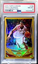 ( /99 ) Tracy Mcgrady 2004-05 Topps Chrome #136 Gold Refractor Rockets PSA 8