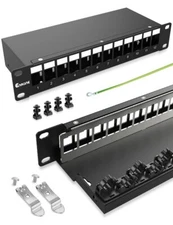 12 Port Blank Keystone Patch Panel for Rackmount Shielded 1U10inch Network Pa...