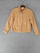 Christian Siriano Ny Linen Blend Snap Front Jacket Women's Xs Utility Camel Tan