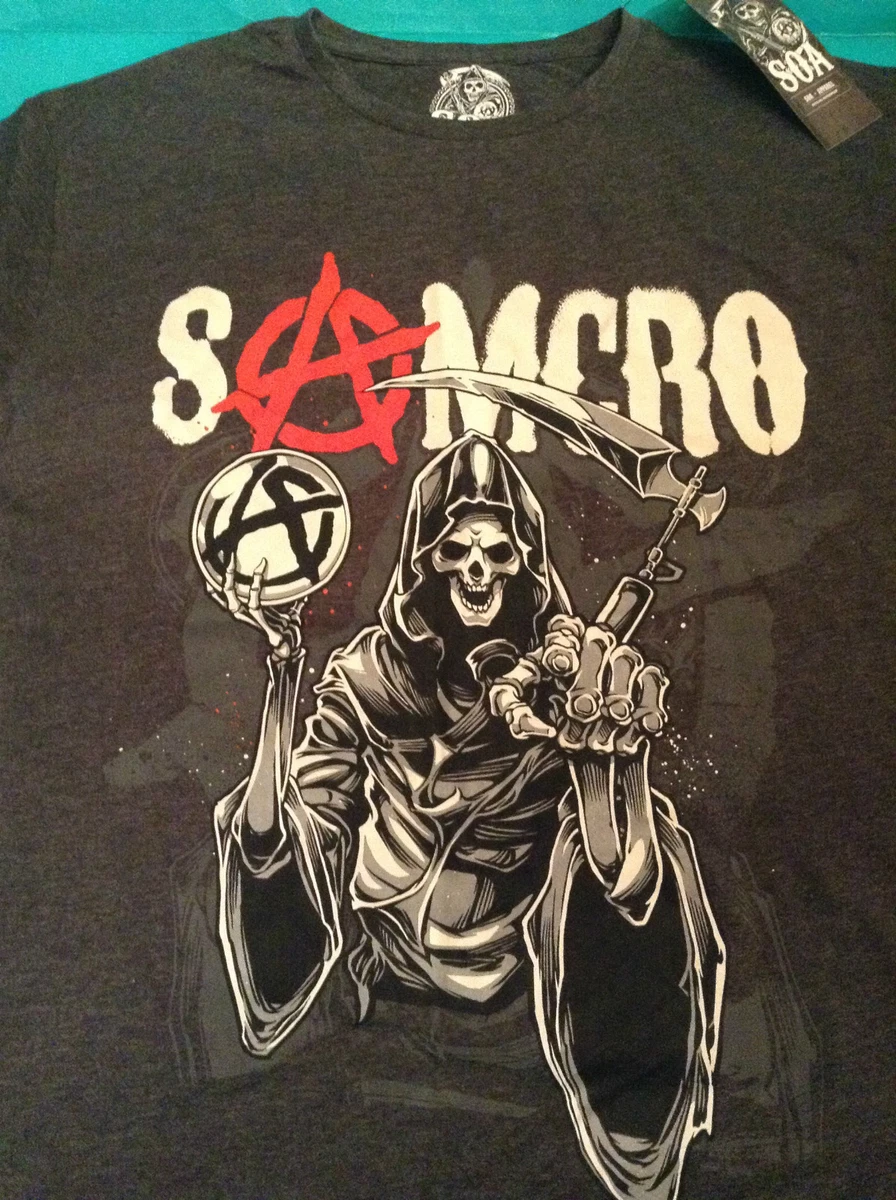 Sons Of Anarchy SAMCRO Grim Reaper SOA Redwood Original T Shirt Charcoal Grey