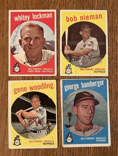 1959 Topps Baltimore Orioles Signed Cards WOODLING, LOCKMAN, BAMBERGER, NIEMAN