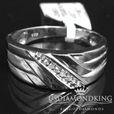 Men's .20ct Genuine Natural Diamond 10k White Gold Anniversary Wedding Ring Band