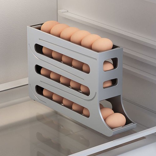 Automatic Scrolling Egg Rack Holder Storage Box Container Refrigerator 2/4-Tier - Picture 25 of 26