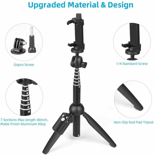 Portable 40" Wireless Remote Selfie Stick Tripod Phone Stand For iPhone Samsung - Picture 11 of 12