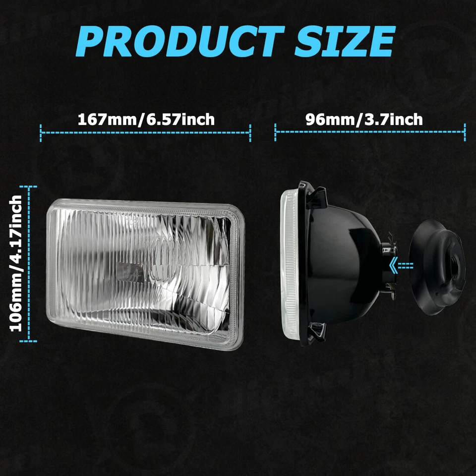 Kit de carcasas de lámpara de faros de conversión de lentes de vidrio de 4x6" con bombillas LED H4 alto/bajo Foto 2 de 4