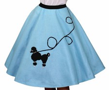 Light Blue FELT Poodle Skirt Adult Size LARGE Waist 35"- 42" Length 25"